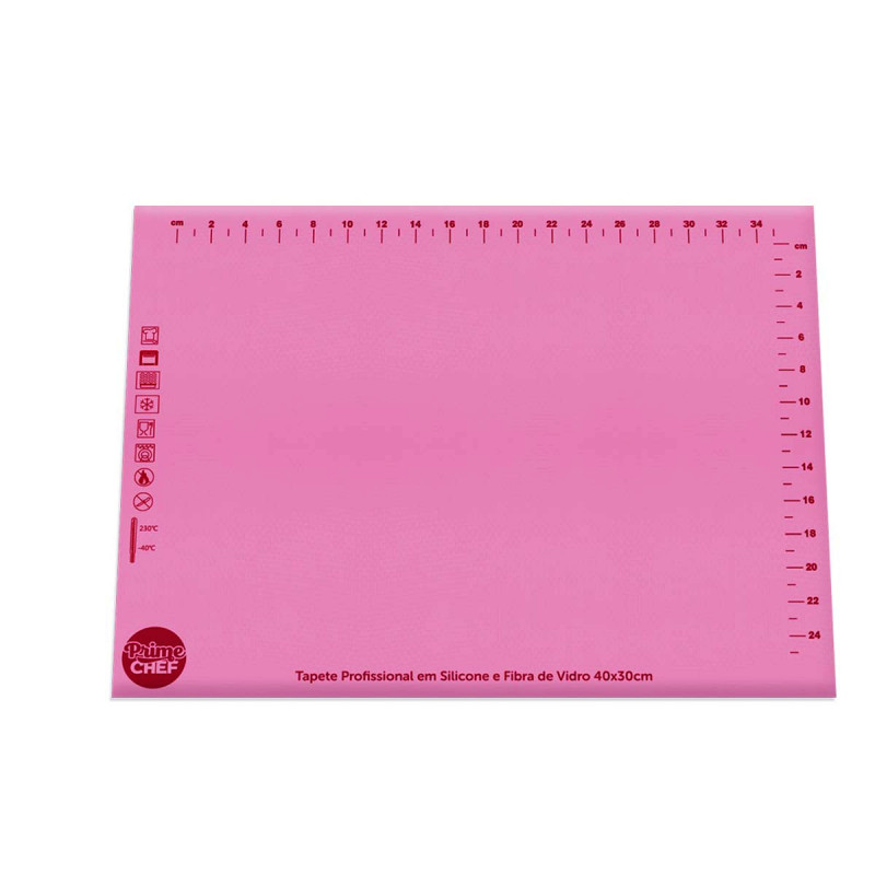 Tapete De Silicone e Fibra De Vidro  - 40x30 cm-Rosa -Prime chef 